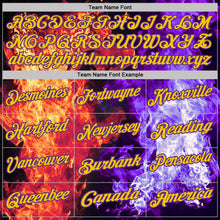 Laden Sie das Bild in den Galerie-Viewer, Uksn Individuelles Schwarz Violett Rot-Gelb Flammen-Split-Feuer Funktions-Poloshirt
