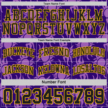 Laden Sie das Bild in den Galerie-Viewer, Uksn Individuelles Schwarz Violett-Gold Seitenstreifen Sonnenflamme Wendbar Doppelseitig Sublimation Basketball-Set Trikot
