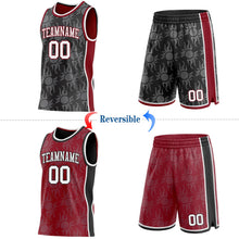 Laden Sie das Bild in den Galerie-Viewer, Uksn Individuelles Schwarz Weiß-Kastanienbraun Seitenstreifen Sonnenflamme Wendbar Doppelseitig Sublimation Basketball-Set Trikot
