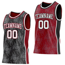 Laden Sie das Bild in den Galerie-Viewer, Uksn Individuelles Schwarz Weiß-Kastanienbraun Seitenstreifen Sonnenflamme Wendbar Doppelseitig Sublimation Basketball-Set Trikot
