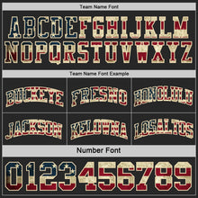 Laden Sie das Bild in den Galerie-Viewer, Uksn Individuelles Schwarz Vintage-US-Flagge Creme-Kastanienbraun Seitenpanel Geometrisch Chevron Wendbar Doppelseitig Sublimation Basketball-Set Trikot

