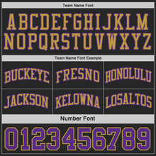 Laden Sie das Bild in den Galerie-Viewer, Uksn Individuelles Schwarz Violett-Altgold Seitenpanel Geometrisch Chevron Wendbar Doppelseitig Sublimation Basketball-Set Trikot
