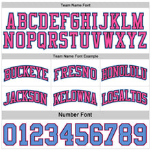 Laden Sie das Bild in den Galerie-Viewer, Uksn Individuelles Schwarz Pink-Hellblau Seitenpanel Geometrisch Chevron Wendbar Doppelseitig Sublimation Basketball-Set Trikot
