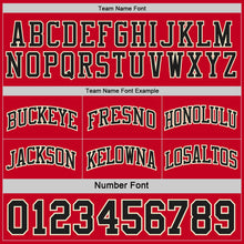 Laden Sie das Bild in den Galerie-Viewer, Uksn Individuelles Schwarz Rot-Creme Seitenpanel Geometrisch Chevron Wendbar Doppelseitig Sublimation Basketball-Set Trikot
