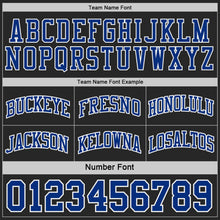 Laden Sie das Bild in den Galerie-Viewer, Uksn Individuelles Schwarz Royalblau-Weiß Seitenpanel Geometrisch Chevron Wendbar Doppelseitig Sublimation Basketball-Set Trikot
