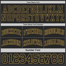Laden Sie das Bild in den Galerie-Viewer, Uksn Individuelles Schwarz-Altgold Seitenpanel Geometrisch Chevron Wendbar Doppelseitig Sublimation Basketball-Set Trikot
