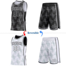 Laden Sie das Bild in den Galerie-Viewer, Uksn Individuelles Schwarz-Weiß Seitenstreifen Sonnenflamme Wendbar Doppelseitig Sublimation Basketball-Set Trikot
