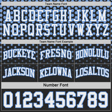 Laden Sie das Bild in den Galerie-Viewer, Uksn Individuelles Schwarz Weiß-Hellblau Seitenstreifen Verlauf Geometrisch Wabenmuster Wendbar Doppelseitig Sublimation Basketball-Set Trikot

