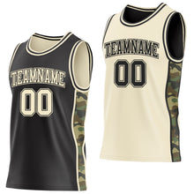 Laden Sie das Bild in den Galerie-Viewer, Uksn Individuelles Schwarz-Creme Camouflage Seitenstreifen Wendbar Doppelseitig Sublimation Basketball-Set Trikot
