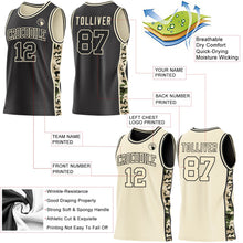 Laden Sie das Bild in den Galerie-Viewer, Uksn Individuelles Schwarz-Creme Digitale Camouflage Seitenstreifen Wendbar Doppelseitig Sublimation Basketball-Set Trikot

