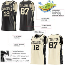 Laden Sie das Bild in den Galerie-Viewer, Uksn Individuelles Schwarz-Creme Camouflage Seitenstreifen Wendbar Doppelseitig Sublimation Basketball-Set Trikot
