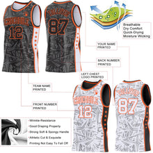 Laden Sie das Bild in den Galerie-Viewer, Uksn Individuelles Schwarz Orange-Weiß Seitenstreifen Sterne Geometrisch Splitter Sternenburst Wendbar Doppelseitig Sublimation Basketball-Set Trikot
