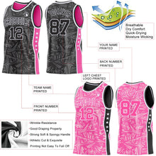 Laden Sie das Bild in den Galerie-Viewer, Uksn Individuelles Schwarz Weiß-Pink Seitenstreifen Sterne Geometrisch Splitter Sternenburst Wendbar Doppelseitig Sublimation Basketball-Set Trikot
