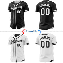 Laden Sie das Bild in den Galerie-Viewer, Uksn Individuelles Schwarz-Weiß Wendbares Baseball-Trikot mit Knopfleiste

