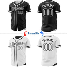 Laden Sie das Bild in den Galerie-Viewer, Uksn Individuelles Schwarz-Weiß Wendbares Baseball-Trikot mit Knopfleiste
