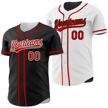 Laden Sie das Bild in den Galerie-Viewer, Uksn Individuelles Schwarz Rot-Weiß Wendbares Baseball-Trikot mit Knopfleiste
