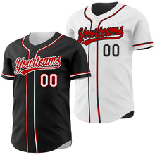 Laden Sie das Bild in den Galerie-Viewer, Uksn Individuelles Schwarz Rot-Weiß Wendbares Baseball-Trikot mit Knopfleiste
