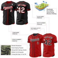 Laden Sie das Bild in den Galerie-Viewer, Uksn Individuelles Schwarz Weiß-Rot Wendbares Baseball-Trikot mit Knopfleiste
