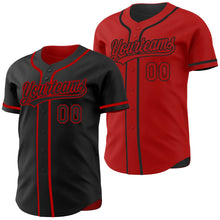 Laden Sie das Bild in den Galerie-Viewer, Uksn Individuelles Schwarz-Rot Wendbares Baseball-Trikot mit Knopfleiste
