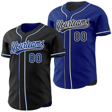 Laden Sie das Bild in den Galerie-Viewer, Uksn Individuelles Schwarz Royalblau-Weiß Wendbares Baseball-Trikot mit Knopfleiste
