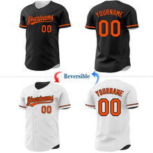 Laden Sie das Bild in den Galerie-Viewer, Uksn Individuelles Schwarz-Orange Wendbares Baseball-Trikot mit Knopfleiste
