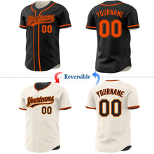 Laden Sie das Bild in den Galerie-Viewer, Uksn Individuelles Schwarz-Orange Wendbares Baseball-Trikot mit Knopfleiste
