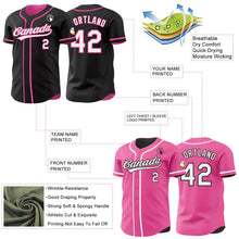 Laden Sie das Bild in den Galerie-Viewer, Uksn Individuelles Schwarz Weiß-Pink Wendbares Baseball-Trikot mit Knopfleiste
