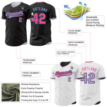 Laden Sie das Bild in den Galerie-Viewer, Uksn Individuelles Schwarz Pink-Hellblau Wendbares Baseball-Trikot mit Knopfleiste
