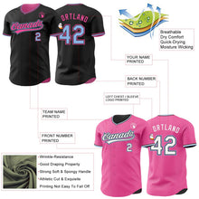 Laden Sie das Bild in den Galerie-Viewer, Uksn Individuelles Schwarz Hellblau-Pink Wendbares Baseball-Trikot mit Knopfleiste
