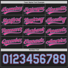 Laden Sie das Bild in den Galerie-Viewer, Uksn Individuelles Schwarz Hellblau-Pink Wendbares Baseball-Trikot mit Knopfleiste
