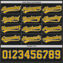 Laden Sie das Bild in den Galerie-Viewer, Uksn Individuelles Schwarz Gold-Weiß Wendbares Baseball-Trikot mit Knopfleiste
