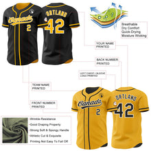 Laden Sie das Bild in den Galerie-Viewer, Uksn Individuelles Schwarz Gold-Weiß Wendbares Baseball-Trikot mit Knopfleiste
