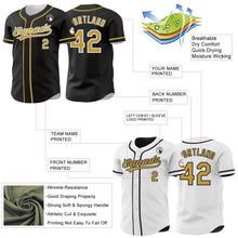 Laden Sie das Bild in den Galerie-Viewer, Uksn Individuelles Schwarz Altgold-Weiß Wendbares Baseball-Trikot mit Knopfleiste
