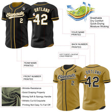 Laden Sie das Bild in den Galerie-Viewer, Uksn Individuelles Schwarz Weiß-Altgold Wendbares Baseball-Trikot mit Knopfleiste
