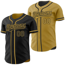 Laden Sie das Bild in den Galerie-Viewer, Uksn Individuelles Schwarz-Altgold Wendbares Baseball-Trikot mit Knopfleiste
