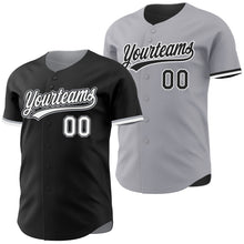 Laden Sie das Bild in den Galerie-Viewer, Uksn Individuelles Schwarz Weiß-Grau Wendbares Baseball-Trikot mit Knopfleiste
