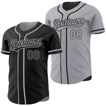 Laden Sie das Bild in den Galerie-Viewer, Uksn Individuelles Schwarz-Grau Wendbares Baseball-Trikot mit Knopfleiste
