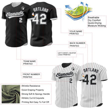 Laden Sie das Bild in den Galerie-Viewer, Uksn Individuelles Schwarz Weiß Schwarz mit Nadelstreifen Wendbares Baseball-Trikot mit Knopfleiste
