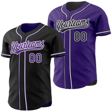 Laden Sie das Bild in den Galerie-Viewer, Uksn Individuelles Schwarz Violett-Weiß Wendbares Baseball-Trikot mit Knopfleiste
