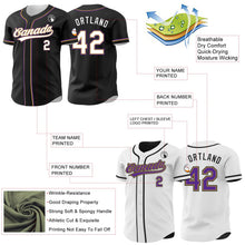 Laden Sie das Bild in den Galerie-Viewer, Uksn Individuelles Schwarz Weiß Altgold-Violett Wendbares Baseball-Trikot mit Knopfleiste

