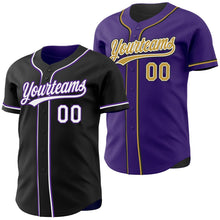 Laden Sie das Bild in den Galerie-Viewer, Uksn Individuelles Schwarz Weiß-Violett Wendbares Baseball-Trikot mit Knopfleiste
