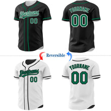Laden Sie das Bild in den Galerie-Viewer, Uksn Individuelles Schwarz Kelly-Grün-Weiß Wendbares Baseball-Trikot mit Knopfleiste
