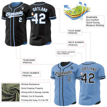 Laden Sie das Bild in den Galerie-Viewer, Uksn Individuelles Schwarz Weiß-Hellblau Wendbares Baseball-Trikot mit Knopfleiste
