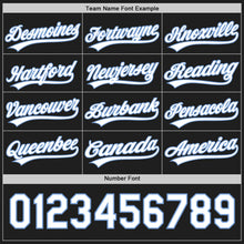 Laden Sie das Bild in den Galerie-Viewer, Uksn Individuelles Schwarz Weiß-Hellblau Wendbares Baseball-Trikot mit Knopfleiste
