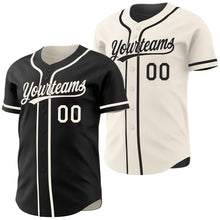 Laden Sie das Bild in den Galerie-Viewer, Uksn Individuelles Schwarz-Creme Wendbares Baseball-Trikot mit Knopfleiste
