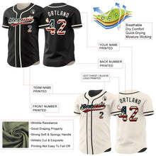 Laden Sie das Bild in den Galerie-Viewer, Uksn Individuelles Schwarz Vintage USA-Flagge-Creme Wendbares Baseball-Trikot mit Knopfleiste
