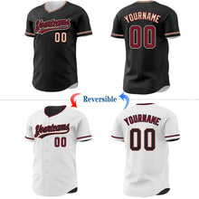 Laden Sie das Bild in den Galerie-Viewer, Uksn Individuelles Schwarz Weiß Wendbares Baseball-Trikot mit Knopfleiste
