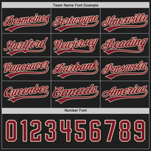 Laden Sie das Bild in den Galerie-Viewer, Uksn Individuelles Schwarz Karmesinrot-City Creme Wendbares Baseball-Trikot mit Knopfleiste

