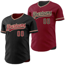 Laden Sie das Bild in den Galerie-Viewer, Uksn Individuelles Schwarz Karmesinrot-City Creme Wendbares Baseball-Trikot mit Knopfleiste

