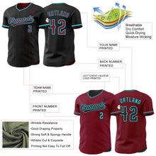 Laden Sie das Bild in den Galerie-Viewer, Uksn Individuelles Schwarz Karmesinrot-Petrol Wendbares Baseball-Trikot mit Knopfleiste
